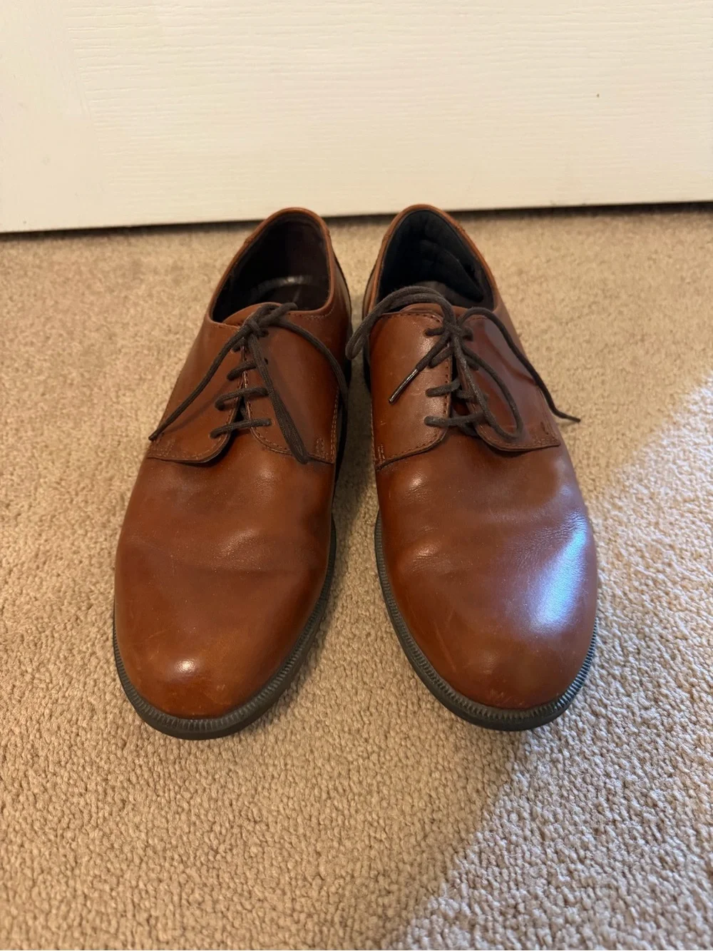 Ecco Men’s Chestnut Brown Leather Derby Lace-Up Shoes